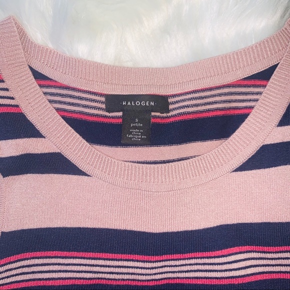 Halogen Stripe Crewneck Knit Tank Top Petite Small - Picture 4 of 6